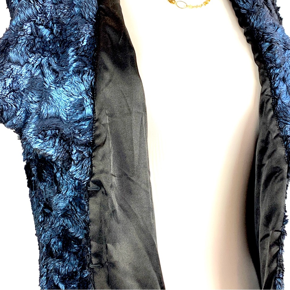 Katherine Barclay Cobalt Faux Fur Montreal Deep Blue Waterfall Vest Medium - Picture 13 of 16